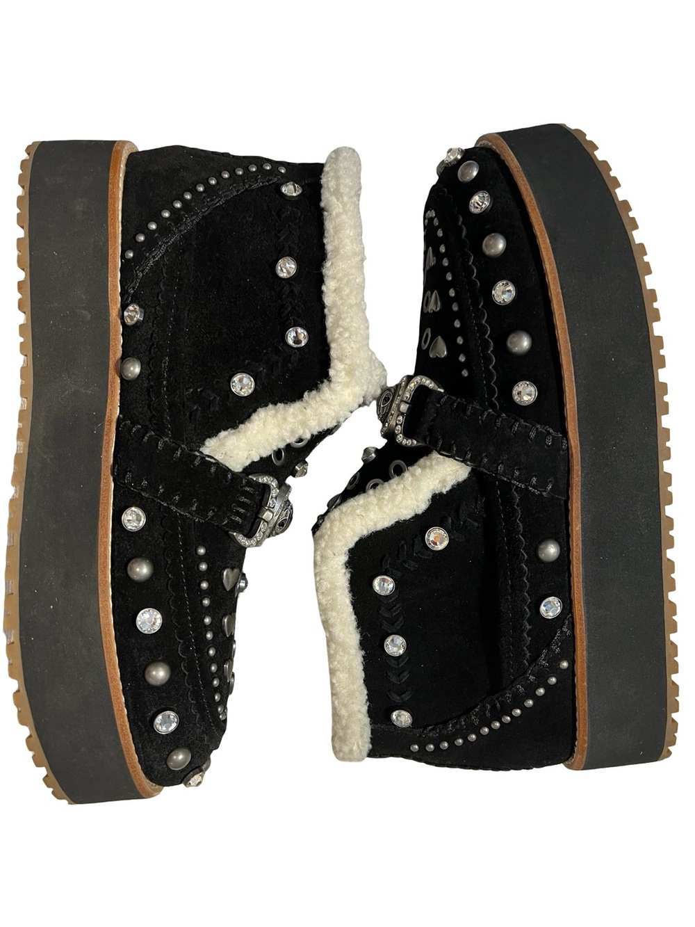 Kurt Geiger Mansion Cozy Studded Suede Platform Boots Black 41/10 NWOB - Picture 4 of 9